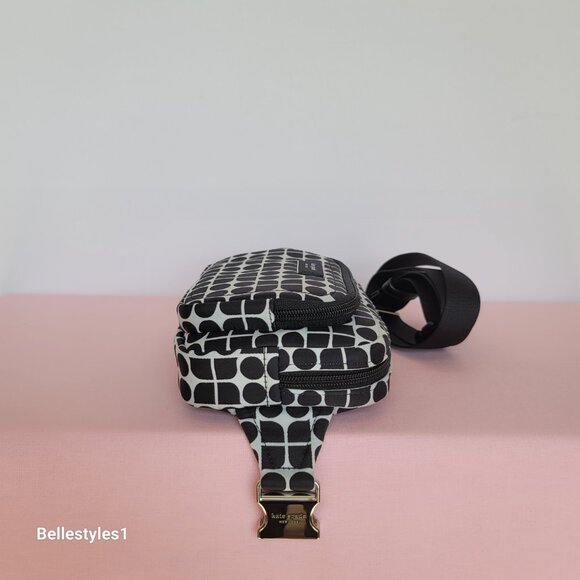 KATE SPADE Belt Bag Noel Jacquarded Printed Fabric Bag- Black Multi ⭐ - Picture 11 of 16